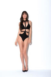 Grommet lace choker teddy with multi strap b - HAU1660 by Hauty